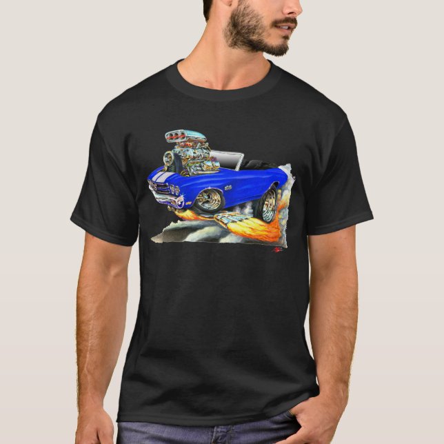 Chevelle Blau-Weißes Kabriolett 1970 T-Shirt (Vorderseite)