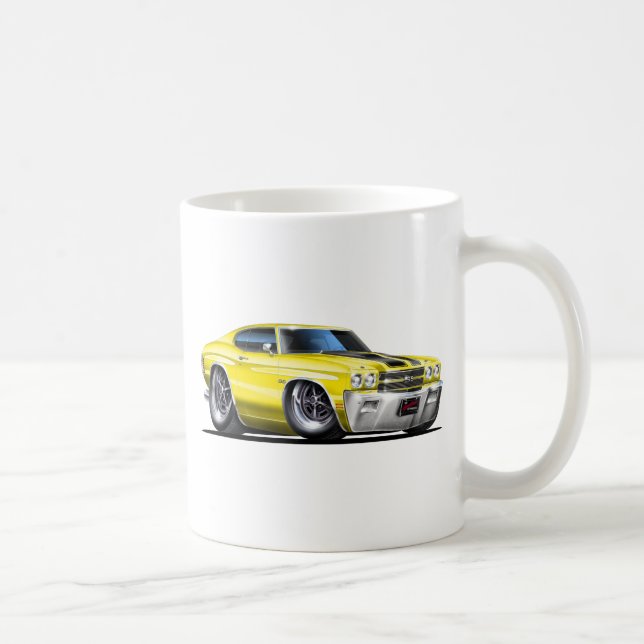 Chevelle Gelb-Schwarzes Auto 1970 Tasse (Rechts)