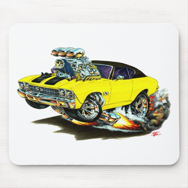 Chevelle Gelb-Schwarzes Spitzenauto 1968-69 Mousepad (Vorne)