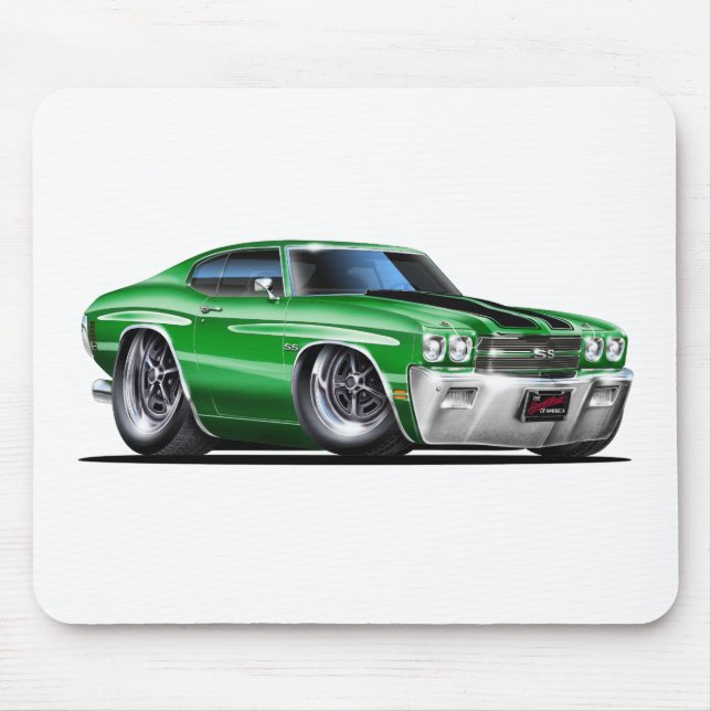 Chevelle Grün-Schwarzes Auto 1970 Mousepad (Vorne)