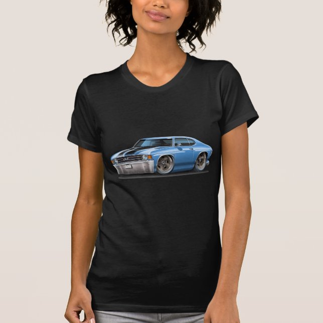 Chevelle lt 1971-72 Blau-Schwarz Car T-Shirt (Vorderseite)