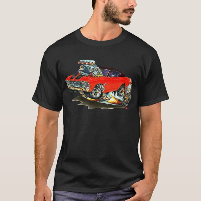 Chevelle Rot-Schwarzes Spitzenauto 1968-69 T-Shirt (Vorderseite)