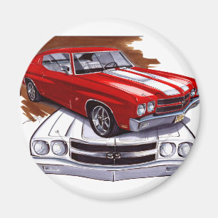 Chevelle Rot-Weißes Auto 1970 Magnet