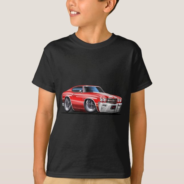 Chevelle Rot-Weißes Auto 1970 T-Shirt (Vorderseite)