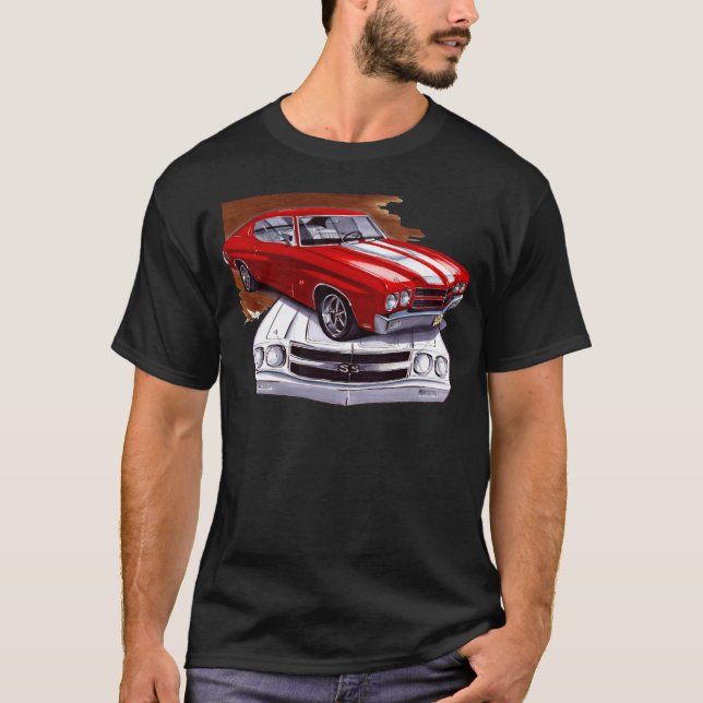 Chevelle Rot-Weißes Auto 1970 T-Shirt (Vorderseite)