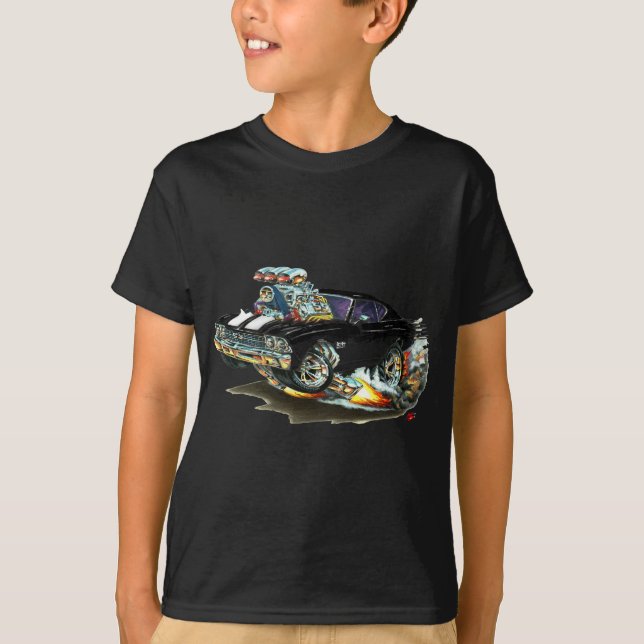 Chevelle Schwarz-weißes Auto 1968-69 T-Shirt (Vorderseite)