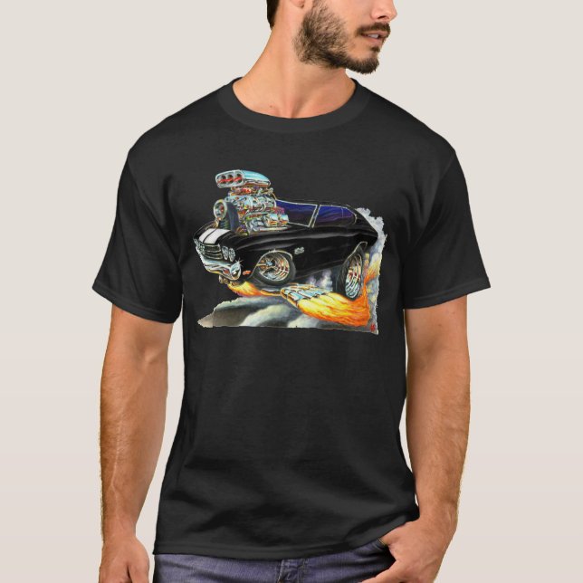 Chevelle Schwarz-weißes Auto 1970 T-Shirt (Vorderseite)