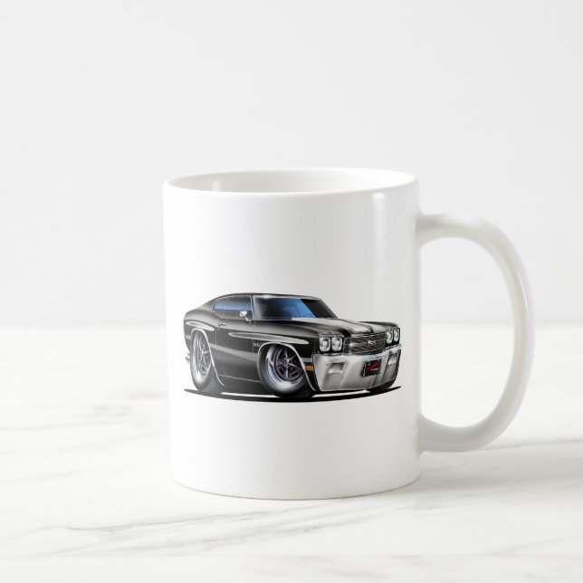 Chevelle Schwarz-weißes Auto 1970 Tasse (Rechts)