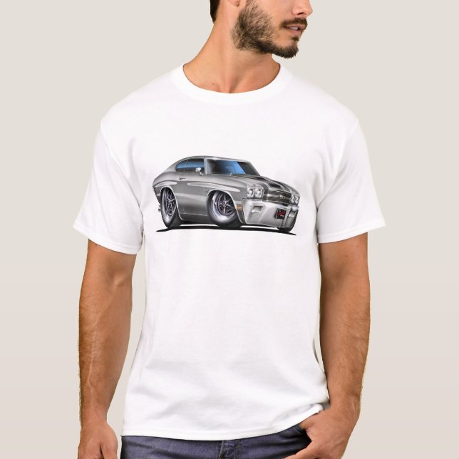Chevelle Silber-Schwarzes Auto 1970 T-Shirt (Vorderseite)