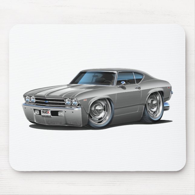 Chevelle Silber-Weißes Auto 1969 Mousepad (Vorne)