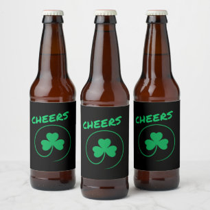 Chever, Clover, Kleeblatt, Irish Green, St Patrick Bierflaschenetikett