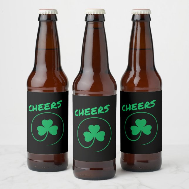 Chever, Clover, Kleeblatt, Irish Green, St Patrick Bierflaschenetikett (Flaschen)