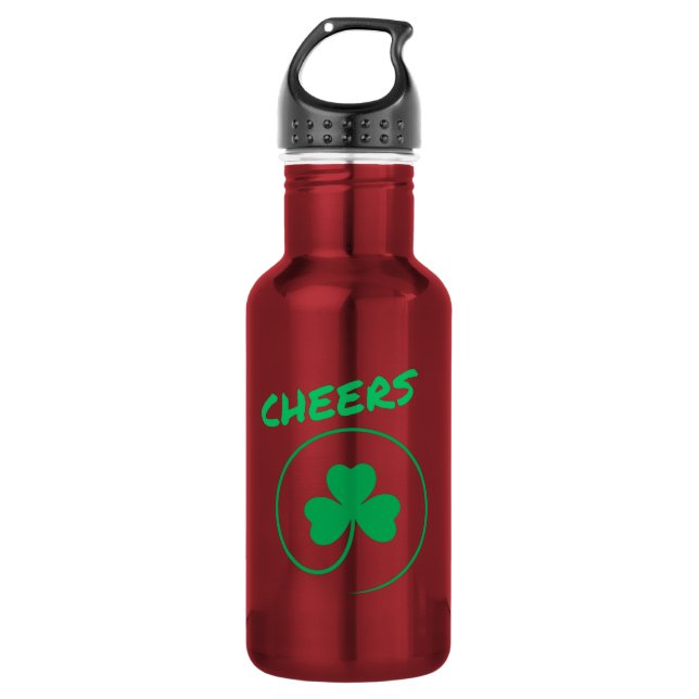 Chever, Clover, Kleeblatt, Irish Green, St Patrick Edelstahlflasche (Vorderseite)