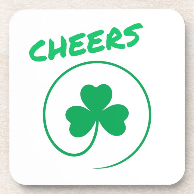 Chever Clover Kleeblatt Irish Green St Patricks Da Getränkeuntersetzer (Vorderseite)