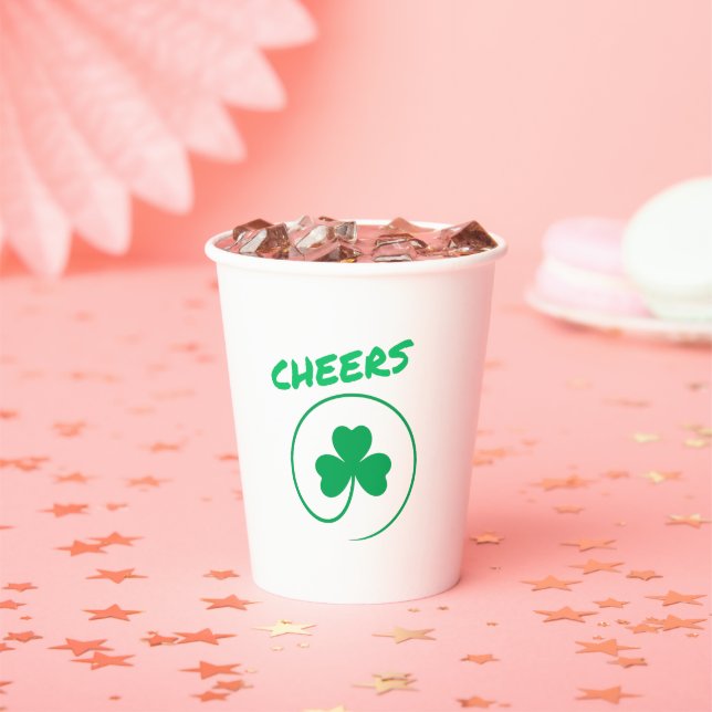 Chever Clover Kleeblatt Irish Green St Patricks Da Pappbecher (Insitu)