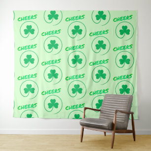 Chever Clover Kleeblatt Irish Green St Patricks Da Wandteppich