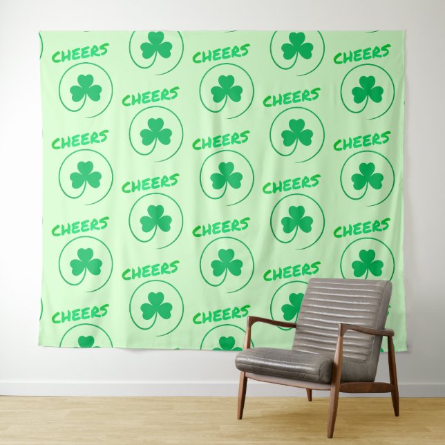 Chever Clover Kleeblatt Irish Green St Patricks Da Wandteppich (Beispiel (Horizontal))