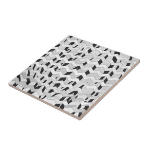 Cheveron Tiger Black and White Print Fliese