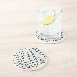 Cheveron Tiger Black and White Print Sandstein Untersetzer