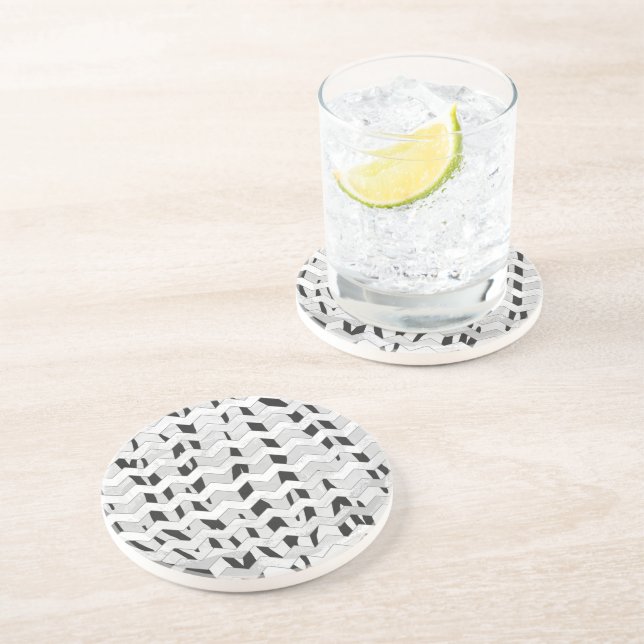 Cheveron Tiger Black and White Print Sandstein Untersetzer (Seite)