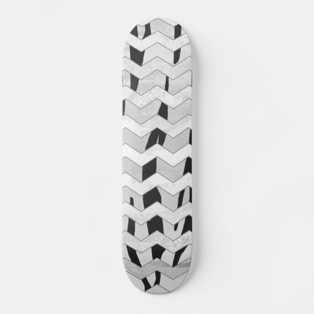 Cheveron Tiger Black and White Print Skateboard (Vorderseite)
