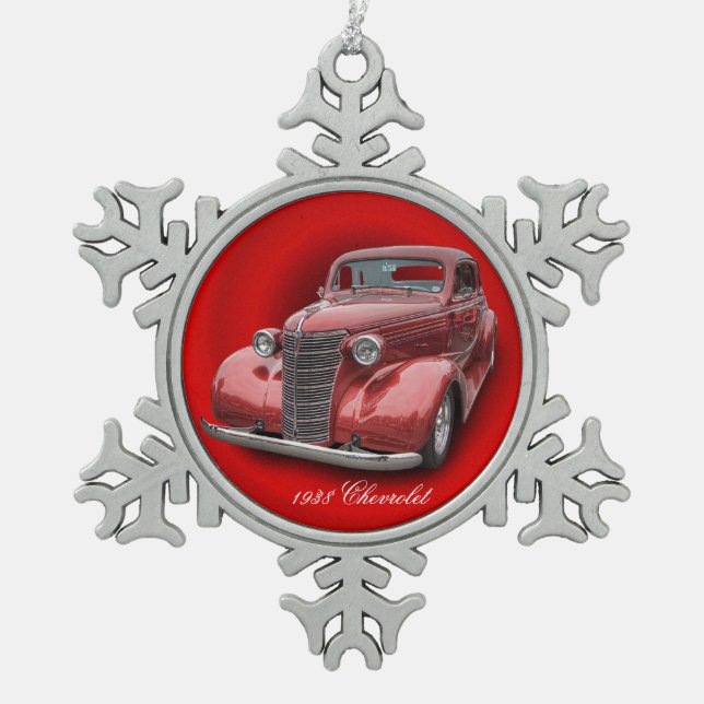 CHEVROLET 1938 SCHNEEFLOCKEN Zinn-Ornament (Vorderseite)