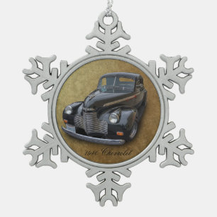 CHEVROLET 1940 SCHNEEFLOCKEN Zinn-Ornament
