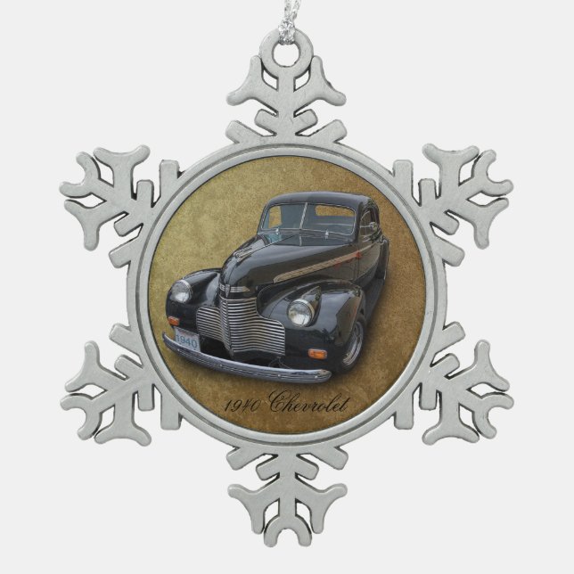 CHEVROLET 1940 SCHNEEFLOCKEN Zinn-Ornament (Vorderseite)