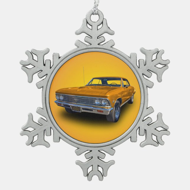CHEVROLET 1966 CHEVELLE SCHNEEFLOCKEN Zinn-Ornament (Vorderseite)