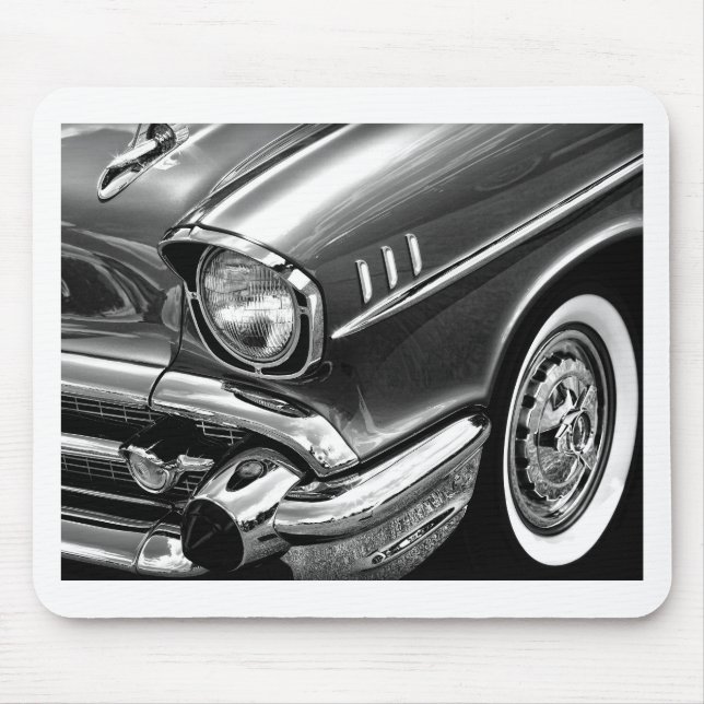 Chevrolet-Bel Air-Schwarzes 1957 u. Weiß Mousepad (Vorne)