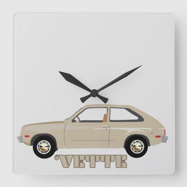 Chevrolet Chevette Vette Retro Klassiker Quadratische Wanduhr (Vorderseite)