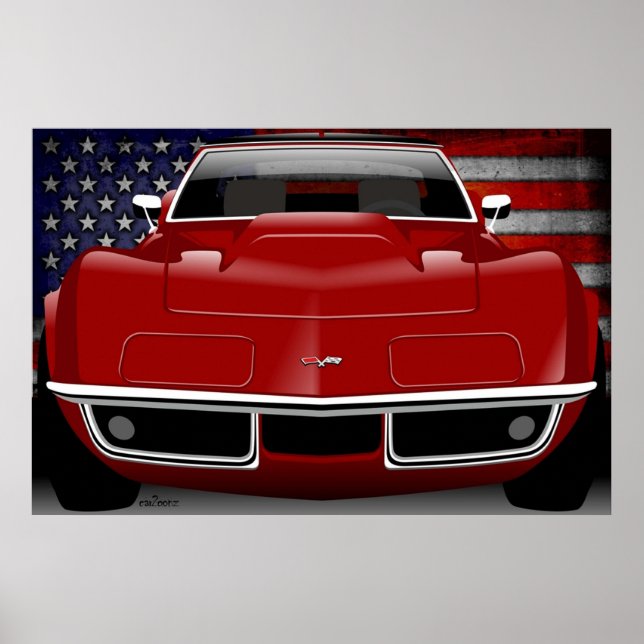 Chevrolet Corvette C3 rot Poster (Vorne)
