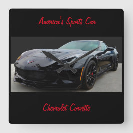 Chevrolet Corvette Quadratische Wanduhr