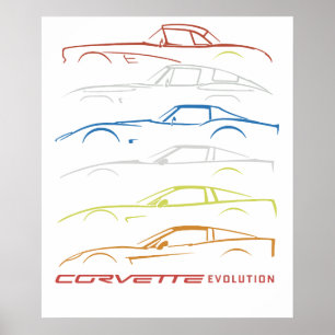 Chevrolet Corvette T-Shirt Schwarz mit 1953-2019 M Poster