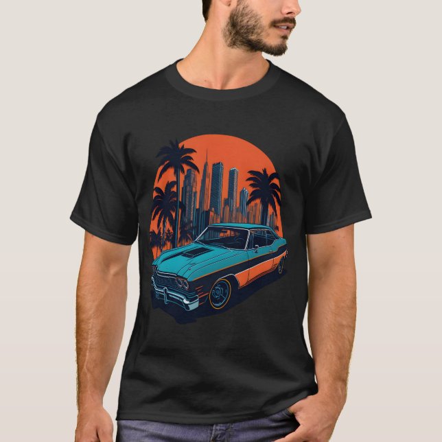 Chevrolet Impala American Muscle Car Miami Street T-Shirt (Vorderseite)