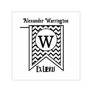 Chevron Anfangsbanner Monogramm Ex Libris Buch Permastempel
