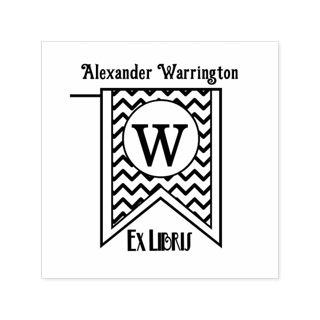 Chevron Anfangsbanner Monogramm Ex Libris Buch Permastempel (Design)