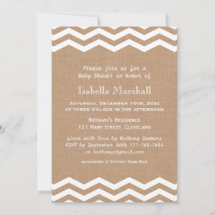 Chevron auf Jute Baby Shower Einladung