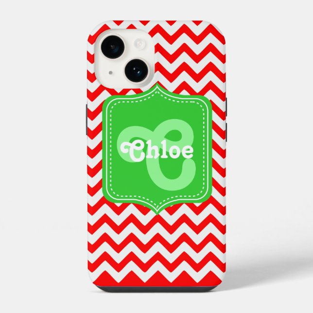 Chevron Custom Monogram Chloe iPhone Hülle (Rückseite)