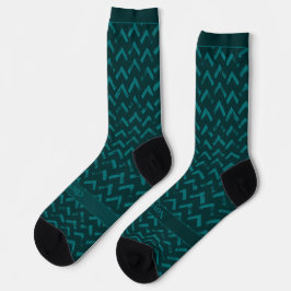 Chevron Dunkelgrün und Türkis Name Socken