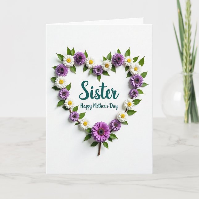 Chevron Floral Schwester Tag Karte (Vorderseite)