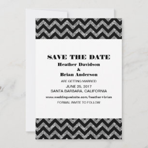 Chevron Glitter Save-the-Date-Einladung, Silber Einladung