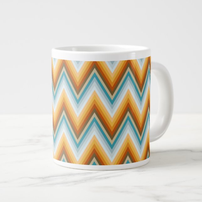 Chevron-Hintergrundmuster Jumbo-Tasse (Vorderseite Rechts)