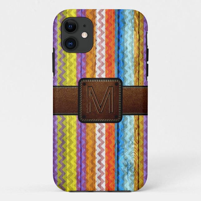 Chevron Holz Braun Lederoptik Case-Mate iPhone Hülle (Rückseite)