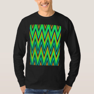 Chevron in blassem Orange Blau Grün Zickzack T-Shirt