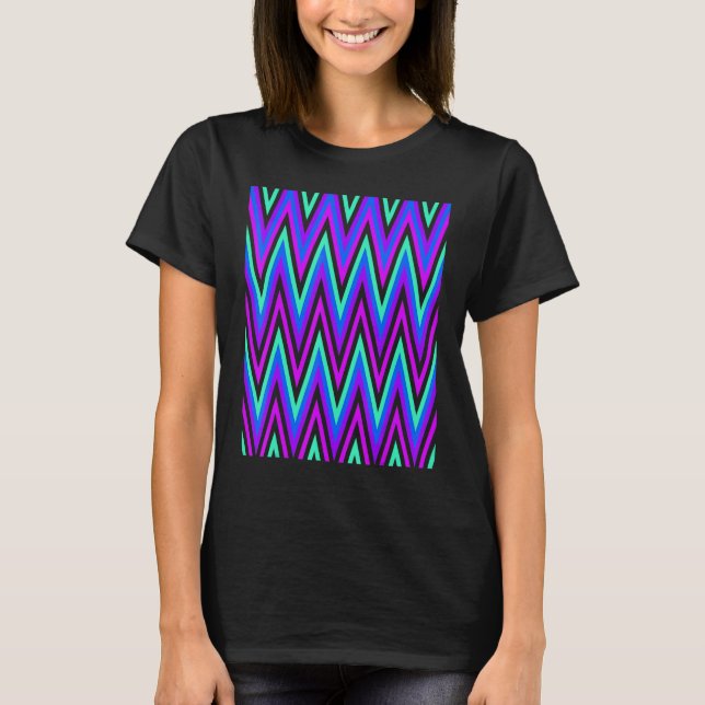 Chevron In Purple Blue Aqua Zigzags T-Shirt (Vorderseite)