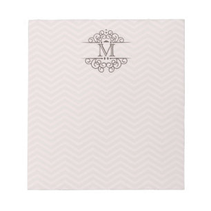 Chevron Monogram Personalisieren Notizblock Rosé