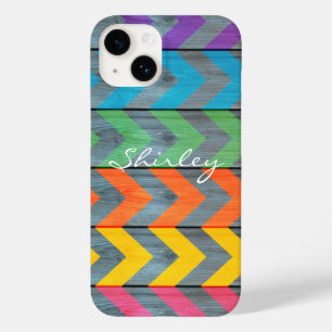 Chevron-Muster auf Holzoptik von Shirley Taylor Case-Mate iPhone 14 Hülle