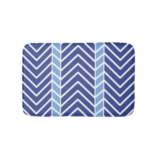 Chevron-Muster Blau Badematte (Vorderseite)
