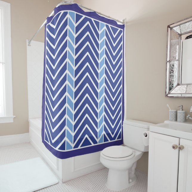 Chevron-Muster Blau Duschvorhang (Beispiel)